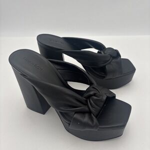 Open Edit Platform Sandals Size 6.5 Black Square Open‎ Toe Knotted Heels